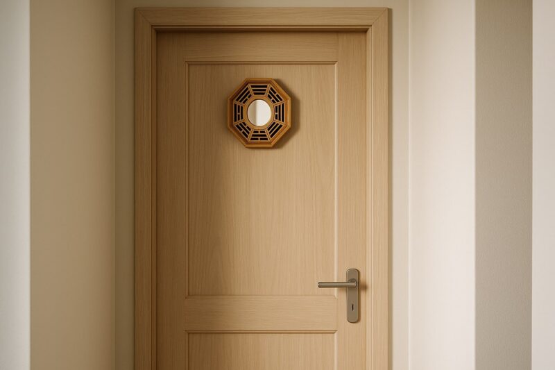 Ba Gua ogledalo na ulaznim vratimau kupatilo