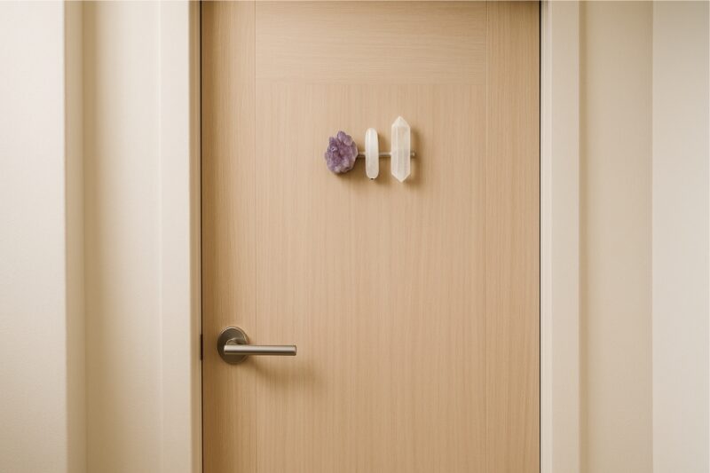 Kristali za pročišćavanje energije na ulaznim vratima u kupatilo