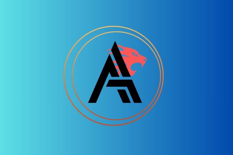 Logo na plavom gradientu sa kruznim okvirima koji ilustruje poravnanje elemenata