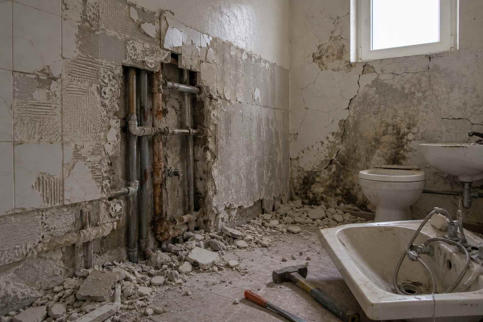 Kupatilo koje se rusi pre renoviranja